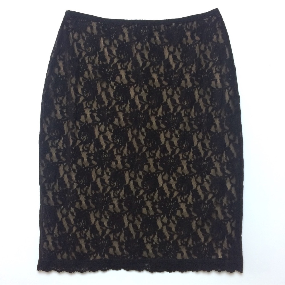 Hanky Panky Medium Pencil Skirt Black Nude Lace